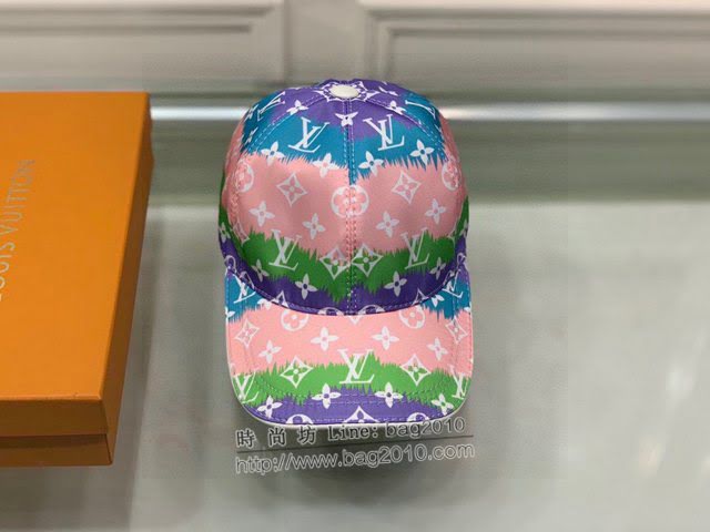 LV男女同款帽子 路易威登彩色漸變印花鴨舌帽棒球帽  mm1369